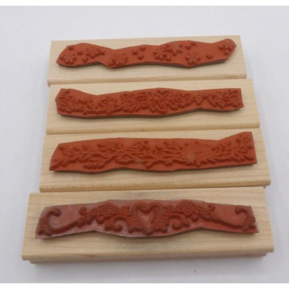 Stamps Set Seasonal Borders Stampin' Up! Set of 4  with box © 1997 - Picture 3 of 5